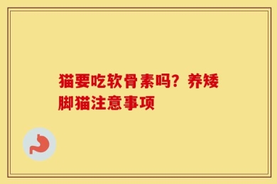 猫要吃软骨素吗？养矮脚猫注意事项