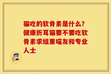 猫吃的软骨素是什么？健康折耳猫要不要吃软骨素求组里喵友和专业人士
