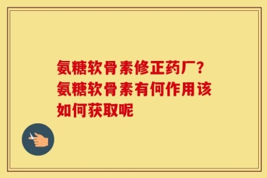 氨糖软骨素修正药厂？氨糖软骨素有何作用该如何获取呢