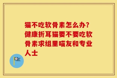 猫不吃软骨素怎么办？健康折耳猫要不要吃软骨素求组里喵友和专业人士