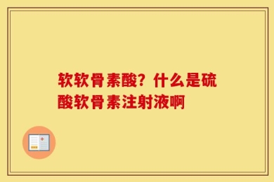 软软骨素酸？什么是硫酸软骨素注射液啊