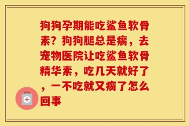 狗狗孕期能吃鲨鱼软骨素？狗狗腿总是瘸，去宠物医院让吃鲨鱼软骨精华素，吃几天就好了，一不吃就又瘸了怎么回事
