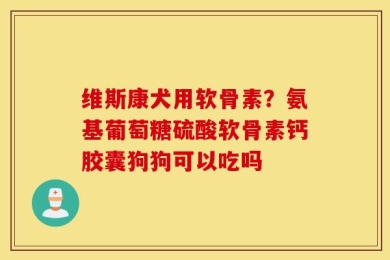 维斯康犬用软骨素？氨基葡萄糖硫酸软骨素钙胶囊狗狗可以吃吗
