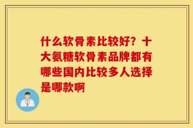 什么软骨素比较好？十大氨糖软骨素品牌都有哪些国内比较多人选择是哪款啊