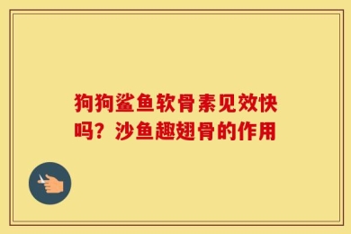 狗狗鲨鱼软骨素见效快吗？沙鱼趣翅骨的作用