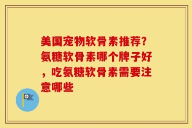 美国宠物软骨素推荐？氨糖软骨素哪个牌子好，吃氨糖软骨素需要注意哪些