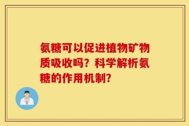 氨糖可以促进植物矿物质吸收吗？科学解析氨糖的作用机制？
