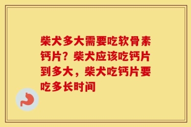 柴犬多大需要吃软骨素钙片？柴犬应该吃钙片到多大，柴犬吃钙片要吃多长时间