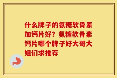 什么牌子的氨糖软骨素加钙片好？氨糖软骨素钙片哪个牌子好大哥大姐们求推荐