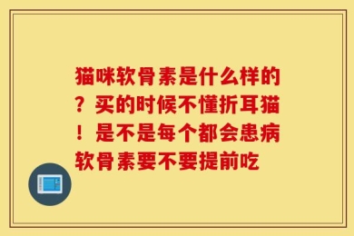 猫咪软骨素是什么样的？买的时候不懂折耳猫！是不是每个都会患病软骨素要不要提前吃