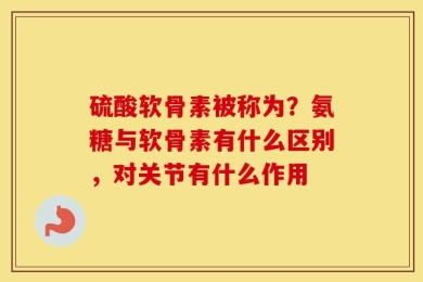 硫酸软骨素被称为？氨糖与软骨素有什么区别，对关节有什么作用