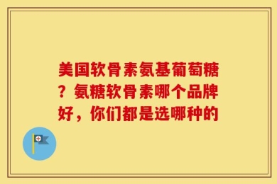 美国软骨素氨基葡萄糖？氨糖软骨素哪个品牌好，你们都是选哪种的