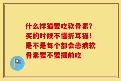 什么样猫要吃软骨素？买的时候不懂折耳猫！是不是每个都会患病软骨素要不要提前吃