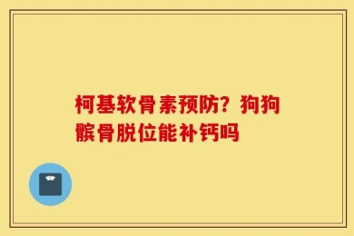 柯基软骨素预防？狗狗髌骨脱位能补钙吗