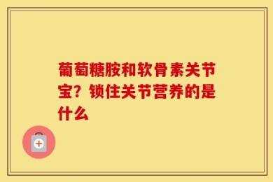 葡萄糖胺和软骨素关节宝？锁住关节营养的是什么
