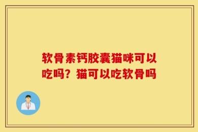 软骨素钙胶囊猫咪可以吃吗？猫可以吃软骨吗