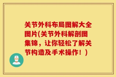 关节外科布局图解大全图片(关节外科解剖图集锦，让你轻松了解关节构造及手术操作！)