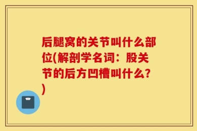 后腿窝的关节叫什么部位(解剖学名词：股关节的后方凹槽叫什么？)