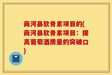 商河县软骨素项目的(商河县软骨素项目：提高葡萄酒质量的突破口)