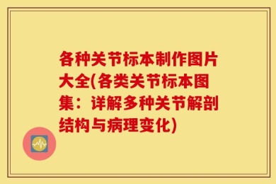 各种关节标本制作图片大全(各类关节标本图集：详解多种关节解剖结构与病理变化)