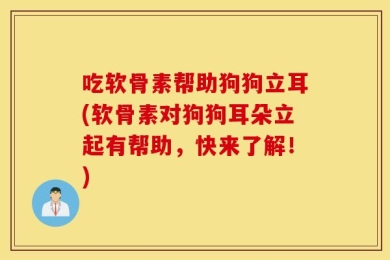 吃软骨素帮助狗狗立耳(软骨素对狗狗耳朵立起有帮助，快来了解！)