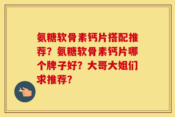 氨糖软骨素钙片搭配推荐?氨糖软骨素钙片哪个牌子好?大哥大姐们求推荐? 氨糖软骨素钙片搭配推荐?氨糖软骨素钙片哪个牌子好?大哥大姐们求推荐?