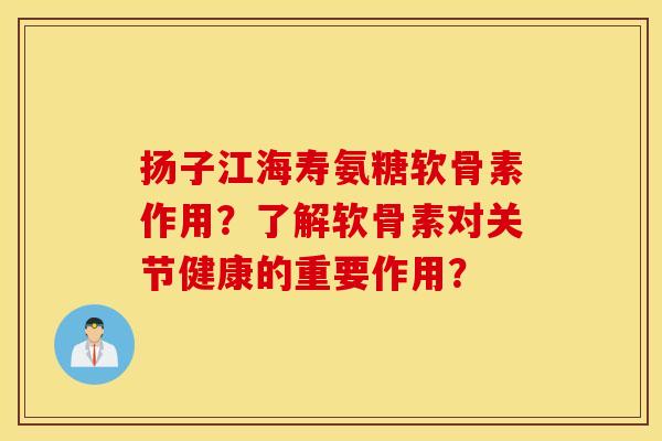 扬子江海寿氨糖软骨素作用?了解软骨素对关节健康的重要作用? 扬子江海寿氨糖软骨素作用?了解软骨素对关节健康的重要作用?