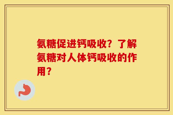 氨糖促进钙吸收？了解氨糖对人体钙吸收的作用？