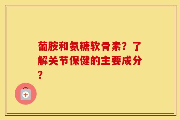 葡胺和氨糖软骨素？了解关节保健的主要成分？