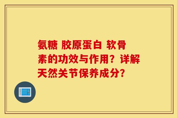 氨糖 胶原蛋白 软骨素的功效与作用?详解天然关节保养成分? 氨糖 胶原蛋白 软骨素的功效与作用?详解天然关节保养成分?