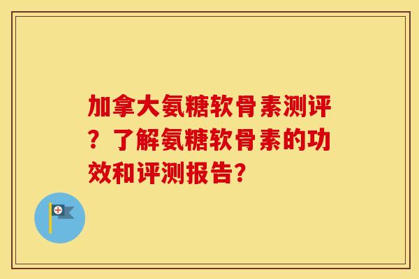 加拿大氨糖软骨素测评?了解氨糖软骨素的功效和评测报告? 加拿大氨糖软骨素测评?了解氨糖软骨素的功效和评测报告?