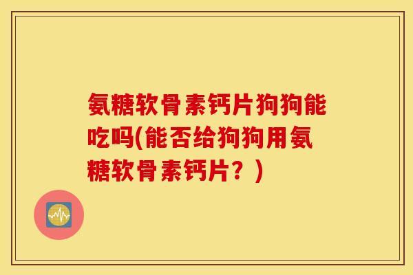氨糖软骨素钙片狗狗能吃吗(能否给狗狗用氨糖软骨素钙片？)
