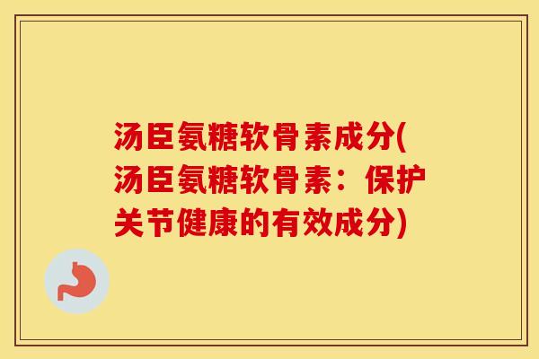 汤臣氨糖软骨素成分(汤臣氨糖软骨素：保护关节健康的有效成分)