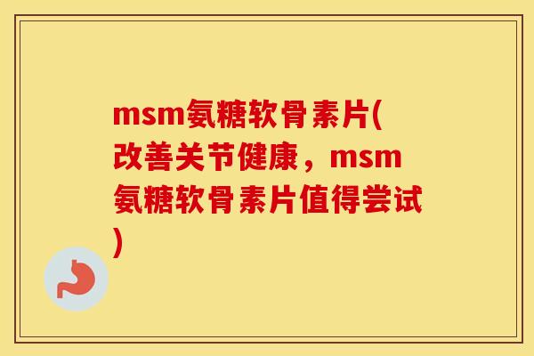 msm氨糖软骨素片(改善关节健康，msm氨糖软骨素片值得尝试)