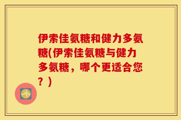 伊索佳氨糖和健力多氨糖(伊索佳氨糖与健力多氨糖，哪个更适合您？)