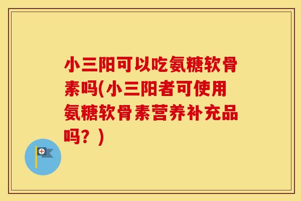 小三阳可以吃氨糖软骨素吗(小三阳者可使用氨糖软骨素营养补充品吗？)