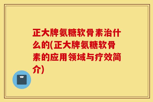 正大牌氨糖软骨素什么的(正大牌氨糖软骨素的应用领域与疗效简介)