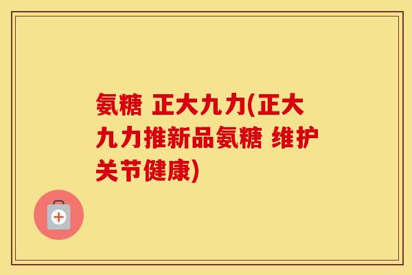 氨糖 正大九力(正大九力推新品氨糖 维护关节健康)