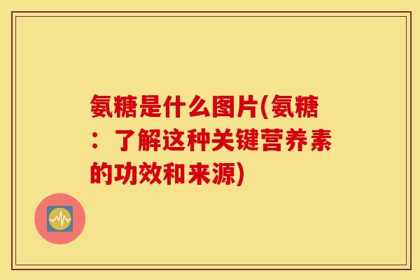 氨糖是什么图片(氨糖:了解这种关键营养素的功效和来源) 氨糖是什么图片(氨糖:了解这种关键营养素的功效和来源)