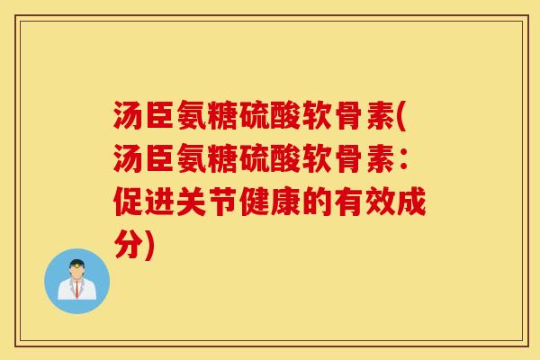 汤臣氨糖硫酸软骨素(汤臣氨糖硫酸软骨素：促进关节健康的有效成分)
