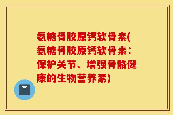 氨糖骨胶原钙软骨素(氨糖骨胶原钙软骨素：保护关节、增强骨骼健康的生物营养素)