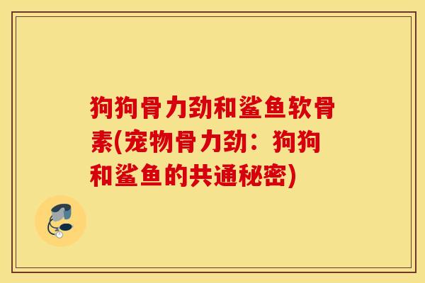 狗狗骨力劲和鲨鱼软骨素(宠物骨力劲：狗狗和鲨鱼的共通秘密)
