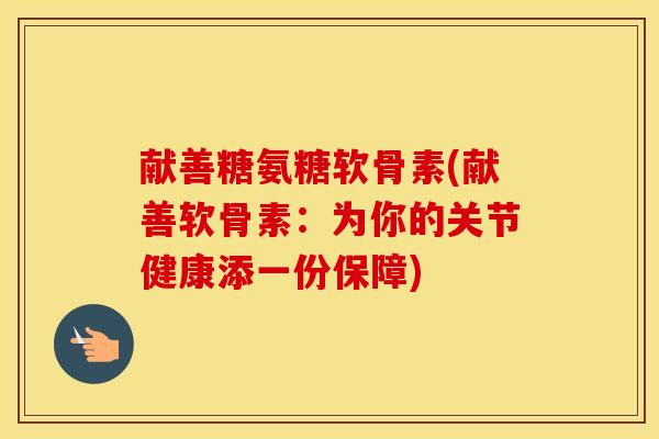 献善糖氨糖软骨素(献善软骨素：为你的关节健康添一份保障)