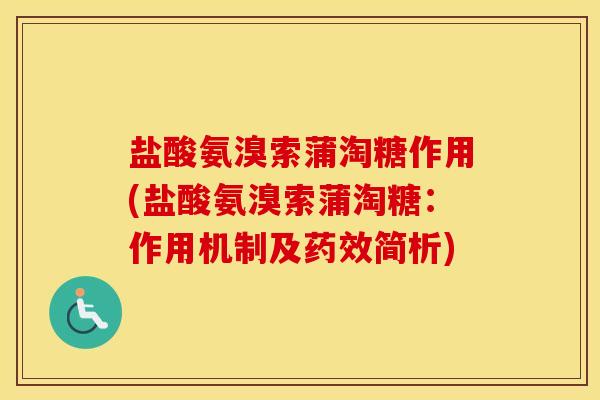 盐酸氨溴索蒲淘糖作用(盐酸氨溴索蒲淘糖：作用机制及简析)