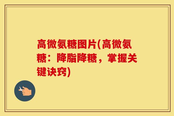 高微氨糖图片(高微氨糖：降糖，掌握关键诀窍)