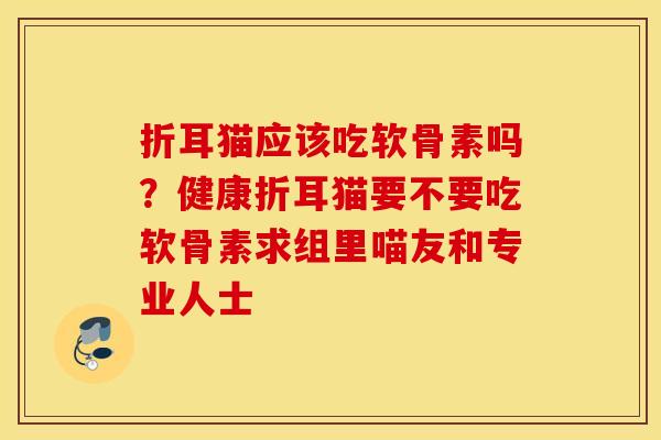 折耳猫应该吃软骨素吗？健康折耳猫要不要吃软骨素求组里喵友和专业人士