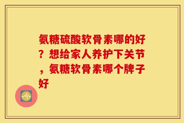 氨糖硫酸软骨素哪的好?想给家人养护下关节,氨糖软骨素哪个牌子好 氨糖硫酸软骨素哪的好?想给家人养护下关节,氨糖软骨素哪个牌子好