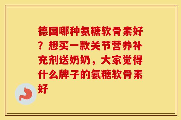 德国哪种氨糖软骨素好?想买一款关节营养补充剂送奶奶,大家觉得什么牌子的氨糖软骨素好 德国哪种氨糖软骨素好?想买一款关节营养补充剂送奶奶,大家觉得什么牌子的氨糖软骨素好
