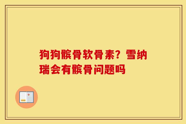 狗狗髌骨软骨素?雪纳瑞会有髌骨问题吗 狗狗髌骨软骨素?雪纳瑞会有髌骨问题吗