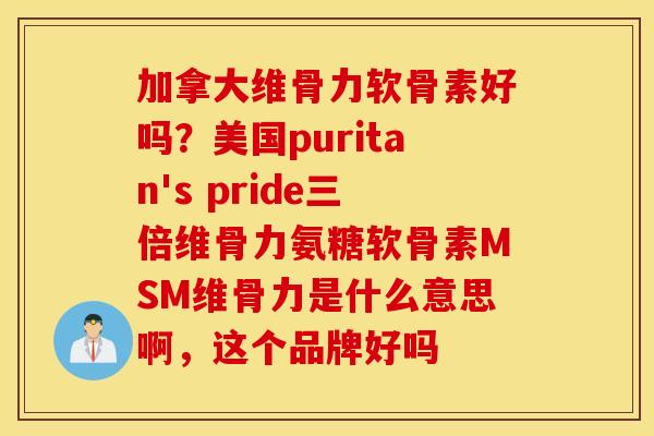 加拿大维骨力软骨素好吗?美国puritan's pride三倍维骨力氨糖软骨素MSM维骨力是什么意思啊,这个品牌好吗 加拿大维骨力软骨素好吗?美国puritan's pride三倍维骨力氨糖软骨素MSM维骨力是什么意思啊,这个品牌好吗